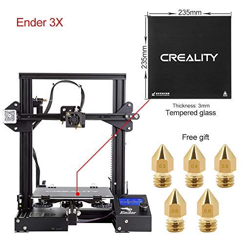 Product Cover Comgrow Creality Ender 3 3D Printer with Tempered Glass Plate and Five Free Nozzle Build Volume 220x220x250mm
