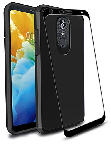 Product Cover ComoUSA Designed for LG Stylo 5 Case with 9H Tempered Full Glass Screen Protector Heavy Duty [Dual Layer] Hybrid Shock Proof Protective Rugged Bumper Cover Case for LG Stylo 5 Phone (Black)