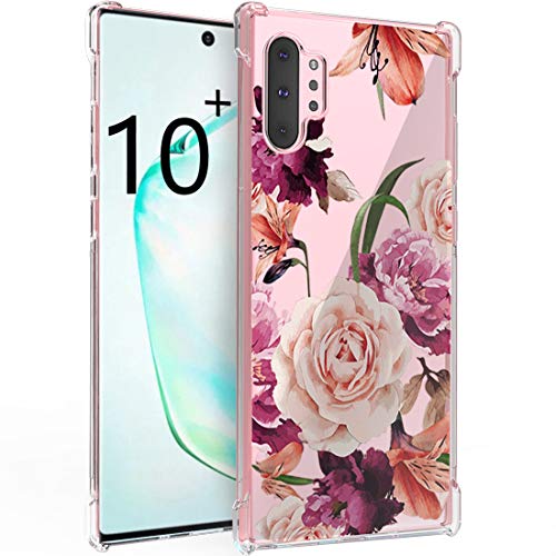 Product Cover Osophter for Samsung Galaxy Note 10 Plus Case Flower Floral Full-Body Protective Girls Cover for Galaxy Note 10 Pro/Plus/5G(Purple Flower)
