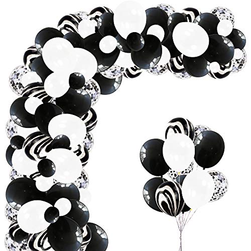 Product Cover Elecrainbow 122 Pieces White & Black Balloon Arch Garland Kit for Baby Shower, Engagements, Wedding, Graduation, Anniversary Organic Party Decorations, Glue Dots and Balloon Strip Included