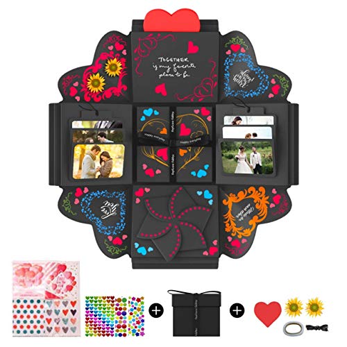 Product Cover DOGAR Creative Explosion Gift Box, Assembled DIY Handmade Surprise Box, Love Picture Box as Birthday Gift, Wedding Gifts, Anniversary or Valentine's Day - Black