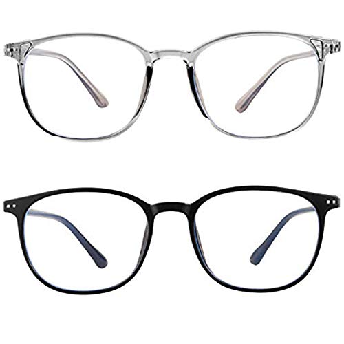 Product Cover blue light blocking glasses women men-FEIDU computer fake glasses HD clear lens glasses3030 (2pack(black/gray), 20.4)