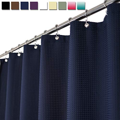 Product Cover Barossa Design Waffle Weave Shower Curtain Hotel Luxury Spa, 230 GSM Heavy Duty Fabric, Water Repellent, Navy Blue, 71x72 Inch