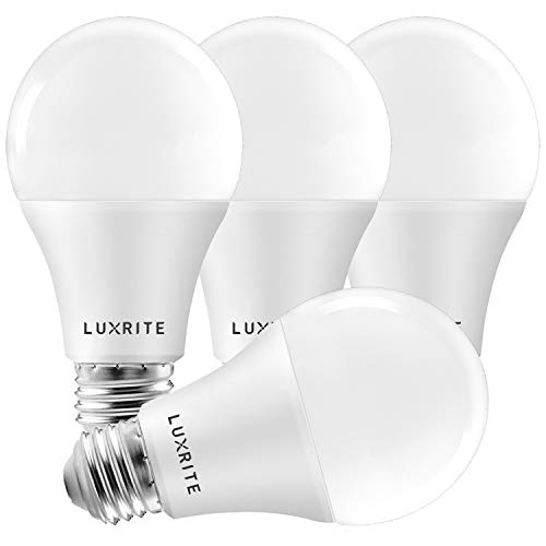 Product Cover Luxrite A19 LED Light Bulbs 100 Watt Equivalent Dimmable, 2700K Soft White, 1600 Lumens, Enclosed Fixture Rated, Standard LED Bulbs 15W, Energy Star, E26 Medium Base - Indoor and Outdoor (4 Pack)
