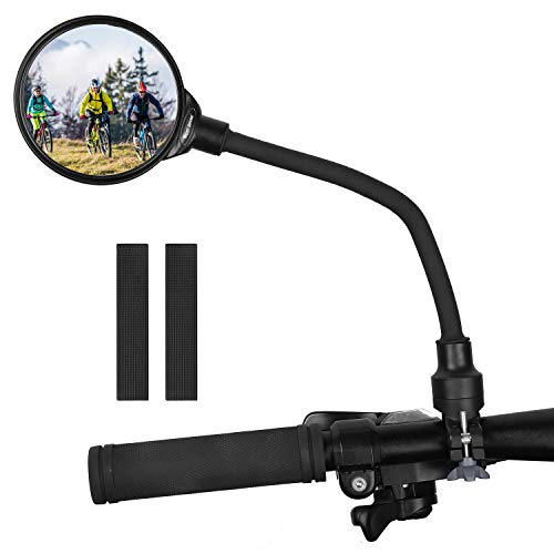 Product Cover West Biking Bicycle Mirrors Handlebar Mount, Adjustable Rotatable Bike Rear View Glass Mirror, Wide Angle Flexible Acrylic Convex Safety Mirror for Mountain Road Bike