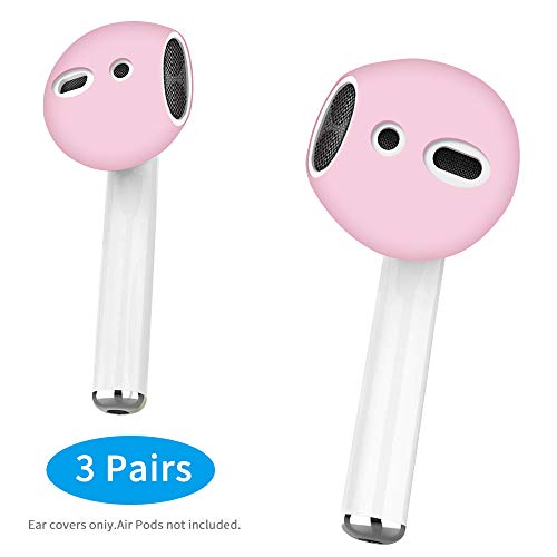Product Cover Lastma Upgrade Ultra Thin Airpods EarPods Cover [Fit in The case] [3 Pairs] Anti-Slip Earbuds Silicone Cover Compatible with Apple AirPods 2 & 1 or EarPods - Pink
