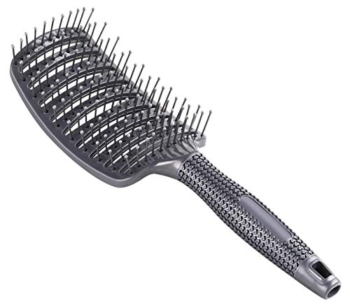 Product Cover Curved Vented Paddle Hair Brush for Blow Drying, Blowout, Detangling, Styling, Women's Long Thick Curly Wavy Hair-Vent Massage Volume Hairbrush
