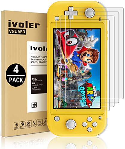 Product Cover [4 Pack] Screen Protector Tempered Glass for Nintendo Switch Lite, iVoler Transparent HD,High Definition,Clear Anti-Scratch with Anti-Fingerprint Bubble-Free Fit Switch Lite 2019