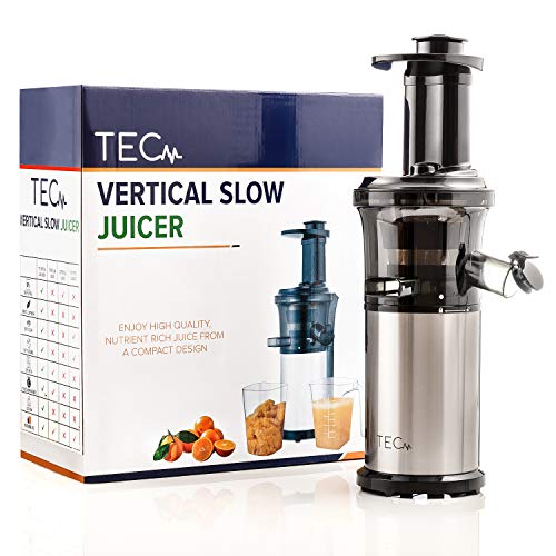 Product Cover TEC Slow Masticating Juicer - Portable, Compact, Lightweight; Easy to Set Up & Clean; Plus a Powerful, Quiet 200 W Motor [Includes a 99.99% Pulp Free Strainer]