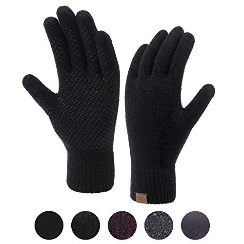 Product Cover Winter Touchscreen Gloves for Men & Women 3 Fingers Dual-layer Touch Screen Warm Lined Anti-Slip Knit Texting Glove 2 Size