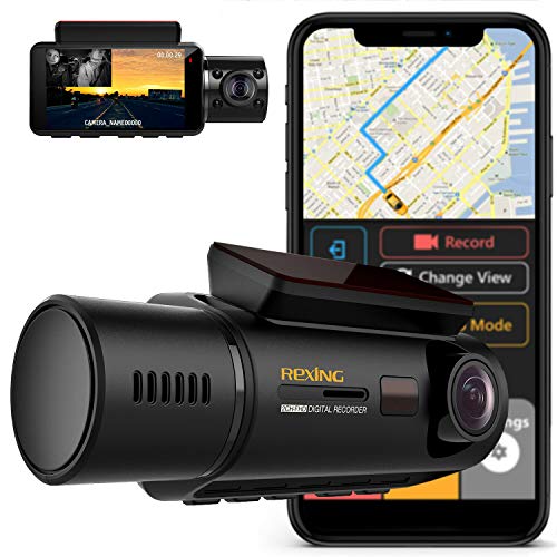 Product Cover Rexing V3 Dual Camera Front and Inside Cabin Infrared Night Vision Full HD 1080p WiFi Car Taxi Dash Cam with Built-in GPS, Supercapacitor, 2.7