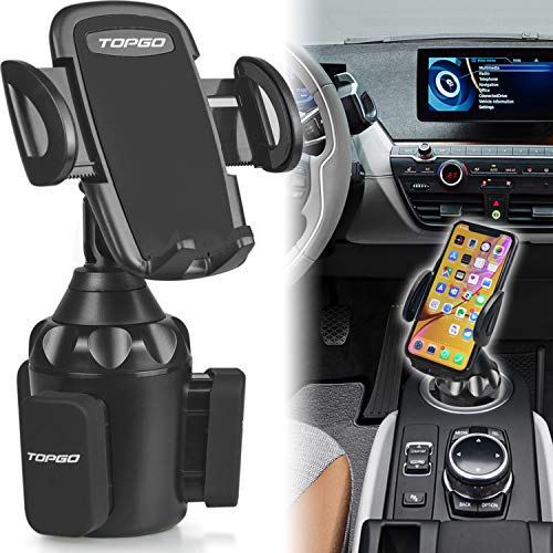 Product Cover [Upgraded] Car Cup Holder Phone Mount Adjustable Automobile Cup Holder Smart Phone Cradle Car Mount for iPhone 11 Pro/XR/XS Max/X/8/7 Plus/6s/Samsung S10+/Note 9/S8 Plus/S7 Edge(Black)
