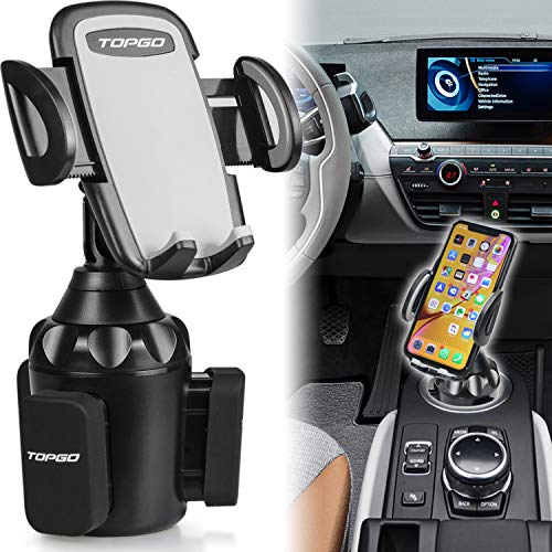 Product Cover [Upgraded] Car Cup Holder Phone Mount Adjustable Automobile Cup Holder Smart Phone Cradle Car Mount for iPhone 11 Pro/XR/XS Max/X/8/7 Plus/6s/Samsung S10+/Note 9/S8 Plus/S7 Edge(Grey)