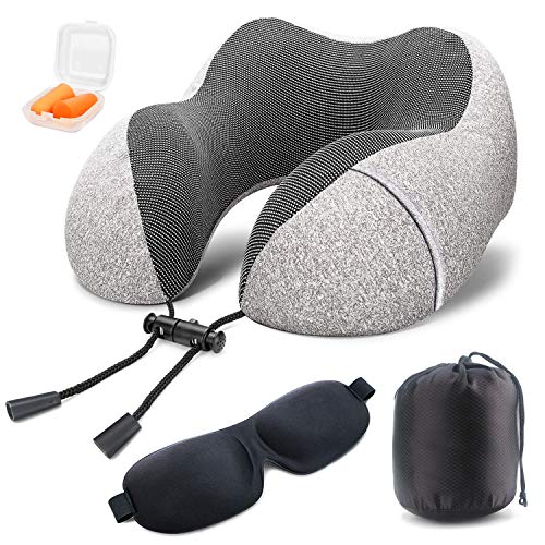 Product Cover Soft Digits Memory Foam Travel Pillow, Neck Pillow Travel Kit with 3D Contoured Eye Masks, Earplugs and Storage Bag, Cotton Soft Hump Body Design Suitable for Travel, Napping