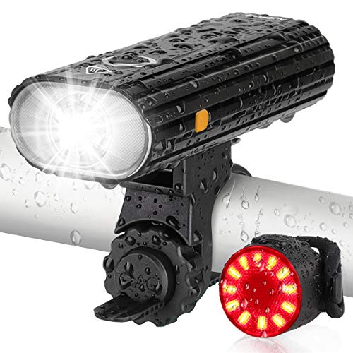 Product Cover AUOPLUS Bike Lights USB Rechargeable, 800 Lumen Bike Headlight and Taillight Set, Super Bright LED Bicycle Lights Front and Back - Quick Release Cycling Safety Accessories for Men/Women/Kids
