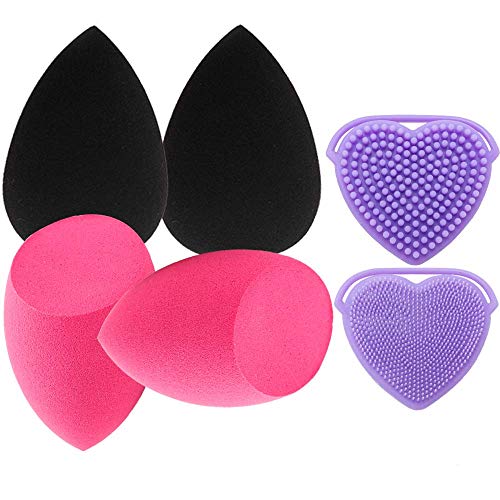 Product Cover 4pcs Makeup Sponge Blenders with 1Set Brush & Sponges Cleaner,Beauty Blending Buds for Liquid Foundation Cream and Powder,Durable and Soft,Multifunctional Cleaning