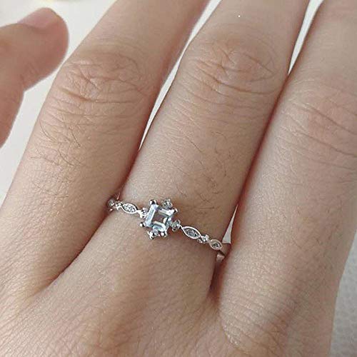 Product Cover Greendou Fashion Jewelry 925 Sterling Silver Dainty Blue Crystal Ring for Women Simple Style Square Engagement Finger Ring Ladies Fashion Jewelry (7)