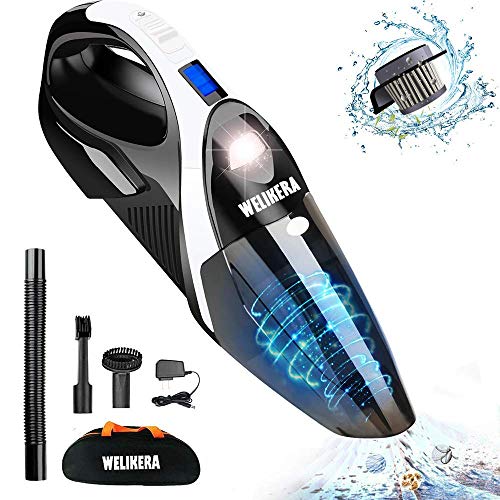 Product Cover Handheld Vacuum Cleaner, WELIKERA Vacuum Cleaner Cordless 7000PA Powerful Suction Lightweight Wet/Dry Vacuum Cleaner Portable Household Vacuum Cleaner with Stainless Steel HEPA Suit for Home&Car,Gift