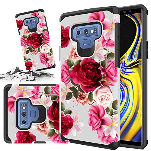 Product Cover Phone Case Compatible for [ Samsung Galaxy Note 9 ] [ Storm Buy ] Shockproof 3D Textured Vibrant Protective Women/Girl Phone Case Cover for Galaxy Note 9 (Red Floral)