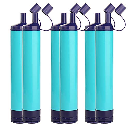 Product Cover WakiWaki Straw Filter, Straw Water Filter, Hiking Water Purifier, Camping Straw Filter for Backpacking, Drinking Water in Survival Situation - Blue - 6Pack
