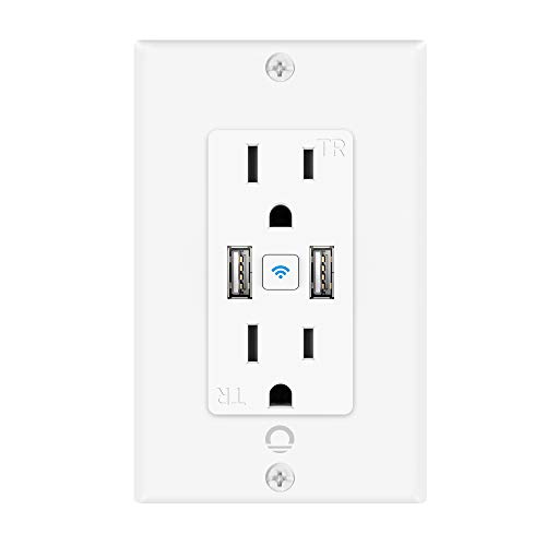 Product Cover Lumary Smart WiFi In-Wall Outlet 15 Amp Tamper Resistant Split Duplex Receptacle - 2 Plugs and 2 USB Ports, Compatible with Alexa, Google Home, and IFTTT(No Hub required)