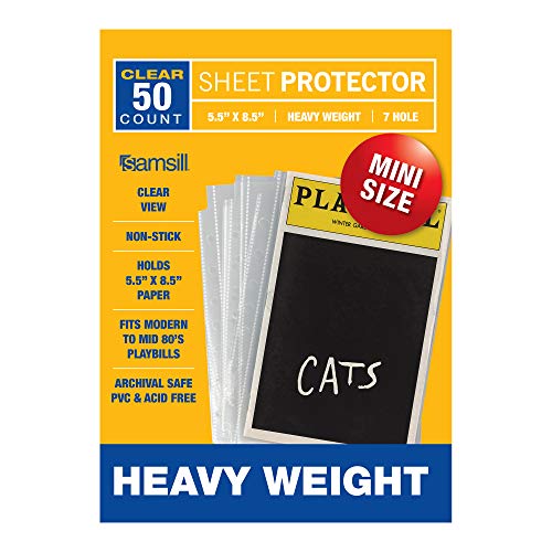 Product Cover Samsill 50 Pack Playbill Protectors, Clear Heavyweight Mini Sheet Protectors 5.5