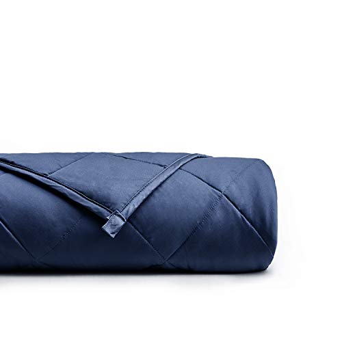 Product Cover YnM Weighted Blanket (20 lbs, 48''x72'', Twin Size) for People Weigh Around 190lbs | 2.0 Breathable Heavy Blanket | 100% Oeko-Tex Certified Cotton Material with Premium Glass Beads, Navy