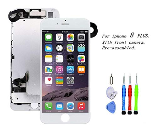 Product Cover Premium Screen Replacement Compatible with iPhone 8 Plus 5.5 inch Full Assembly - LCD 3D Touch Display digitizer with Front Camera, Ear Speaker and Sensors, Compatible with All iPhone 8 Plus(White)