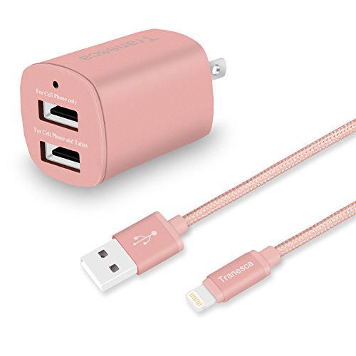 Product Cover Tranesca Dual USB Wall Charger and 6ft Charging Cable (Rose Gold)
