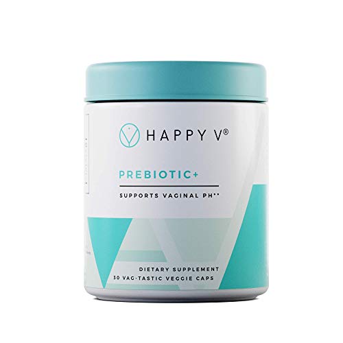 Product Cover Happy V Prebiotic Supplements | 30 Count Vegan Capsules | Nutrient-Dense Prebiotics to Boost Vaginal Probiotics | Supports Growth of Beneficial Bacteria