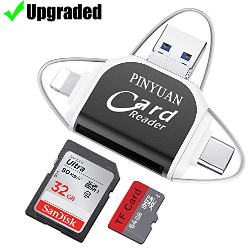 Product Cover SD Card Reader,Memory Micro SD Card Reader USB Type C Adapter Viewer Compatible with iPhone/OTG Android/Computer - 4 in 1