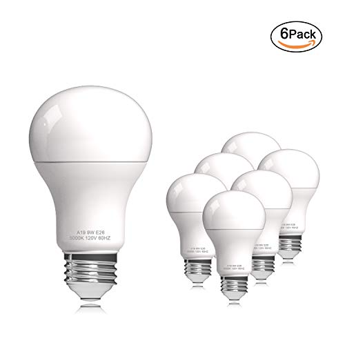 Product Cover Helloify 9W Bulbs A19 (60 Watt Equivalent),Energy Efficient,LED Lighting Reading/Work Lamp for Indoor Office Bedroom House,E26 Base,Pack of 6,5000K, Daylight