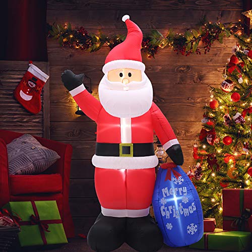 Product Cover SUPERJARE 8 Ft Christmas Inflatable Santa Claus with Gift Sack, Airblown Christmas Decoration with LED Light, Animated for Yard Party Lawn, Indoor & Outdoor