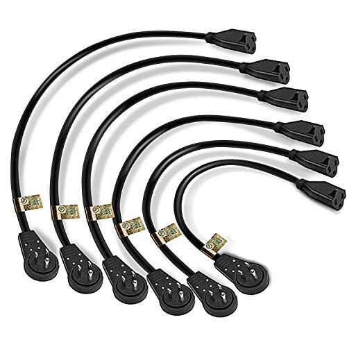 Product Cover Nekteck Extension Cord, 3 Prong Power Cord 14AWG Extension Cable with 360 Degree Rotating Flat Plug (6 Pack)