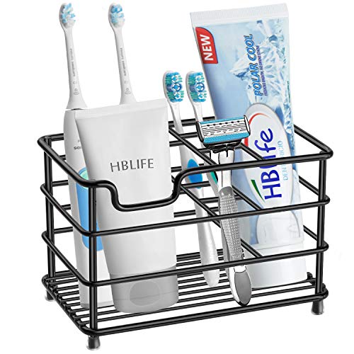 Product Cover hblife Electric Toothbrush Holder, Large Stainless Steel Toothpaste Holder Bathroom Accessories Organizer, Black