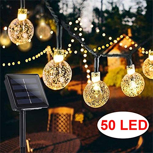 Product Cover Garden Solar Lights, 50 LED 24ft 8 Modes Waterproof String Lights Outdoor Fairy Lights Globe Crystal Balls Decorative Lighting for Garden Yard Home Party Christmas Decoration (Warm White)