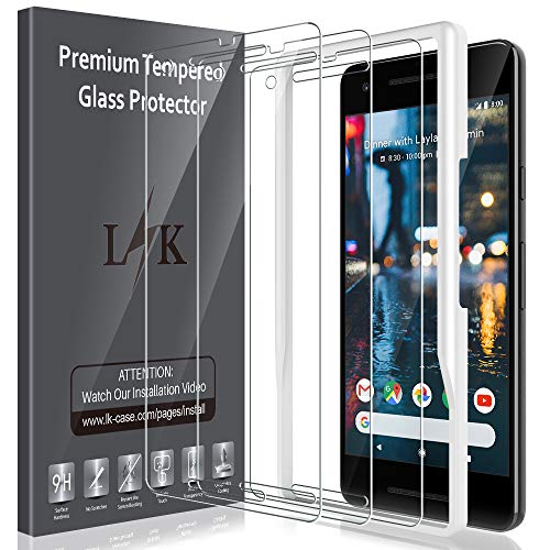 Product Cover [3 Pack] LK Screen Protector for Google Pixel 2, Tempered Glass [Easy Installation] HD Clear, Anti Scratch