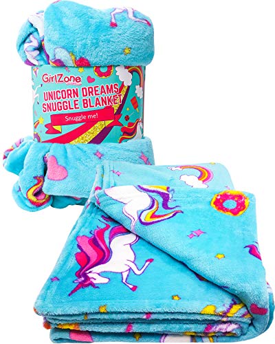 Product Cover GirlZone: Unicorn Fleece Blanket Throw Blanket for Girls, Room Decor