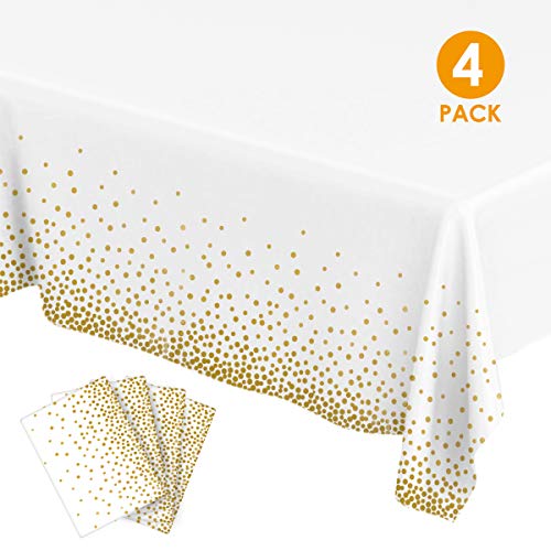 Product Cover Plastic Tablecloths for Rectangle Tables, Party Table Cloths Disposable, Gold Dot Confetti Rectangular Table Covers for Parties Thanksgiving Christmas Wedding Anniversary-54