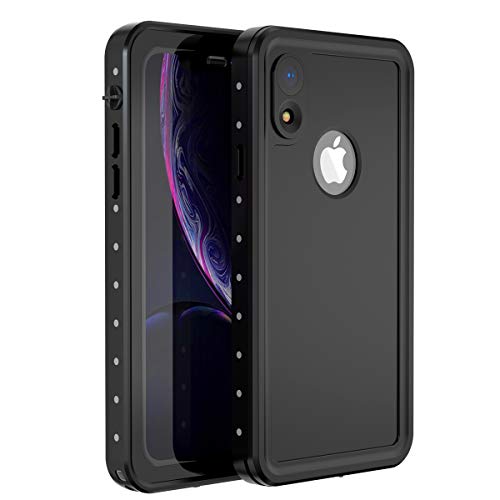 Product Cover Alohelo iPhone XR Waterproof Case, IP68 Certified Waterproof Shockproof Dirtproof Snowproof Full Body Sealed Underwater Protective Case Compatible for XR (Black)