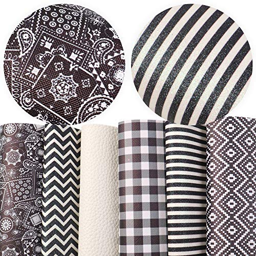 Product Cover David Angie Geometric Pattern Printed Glitter Faux Leather Sheet Assorted 6 Pcs 8