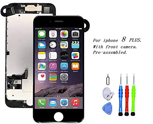 Product Cover Premium Screen Replacement Compatible with iPhone 8 Plus 5.5 inch Full Assembly - LCD 3D Touch Display digitizer with Front Camera, Ear Speaker and Sensors, Compatible with All iPhone 8 Plus (Black)
