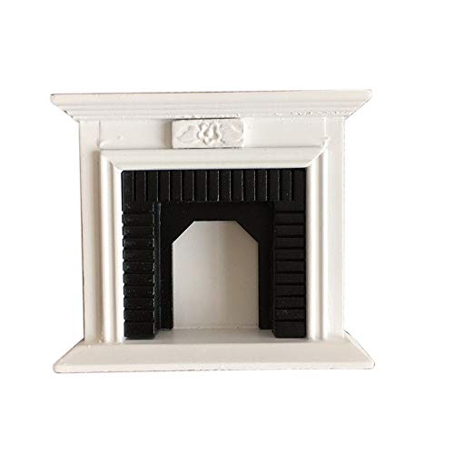 Product Cover SXFSE Dollhouse Decoration Accessories,1:12 Dollhouse Miniature Furniture Room Wooden Vintage Black White Fireplace