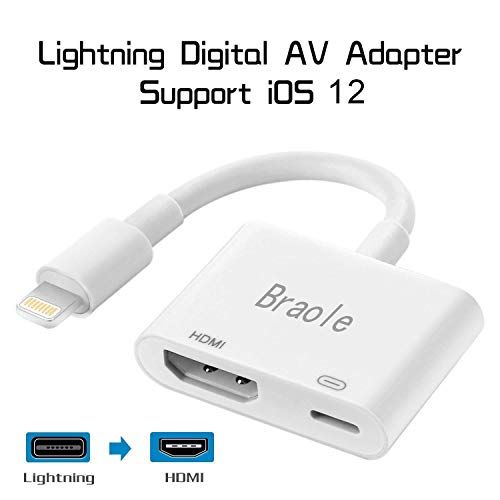 Product Cover Compatible with iPad iPhone to HDMI Adapter Cable, Braole Connector, Digital AV Adapter Support 1080P HDTV Converter Compatible with iPhone Xs MAX XR X 8 7 6Plus iPad to TV Projector