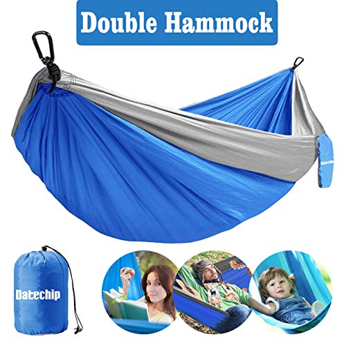 Product Cover Camping Hammock, Double Portable Hammock with Tree Straps and Steel Carabiners, Lightweight Parachute Nylon Hammocks for Indoor Outdoor Backpacking Travel, Beach, Hiking, Garden, Backyard, Patio