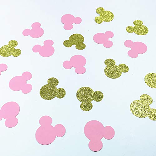 Product Cover 100 Counts Glitter Minnie Mouse Inspired Table Confetti Paper Scatter for Girl Party Decorating