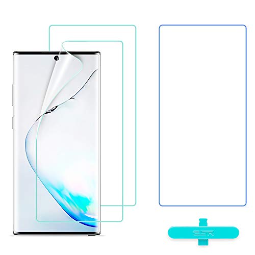 Product Cover ESR Screen Protector [TPU Film] Compatible with Samsung Galaxy Note 10, 2-Pack [Plus 1 Extra for Practice], Full-Coverage Liquid Skin Easy Installation Kit for Galaxy Note 10 (2019)