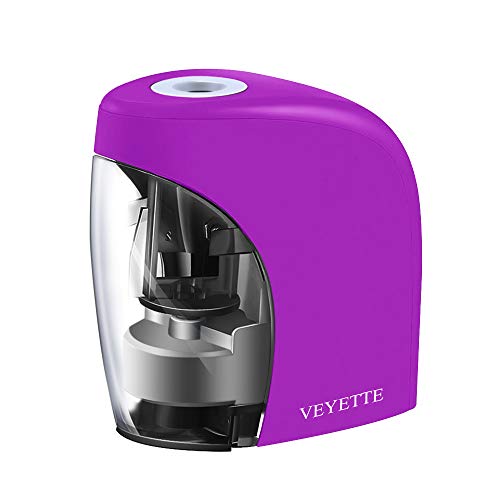 Product Cover Electric Pencil Sharpener, VEYETTE Purple Portable Pencil Sharpener Perfect for Kids, Teachers and Artists, Plug & Battery Operated,USB Included