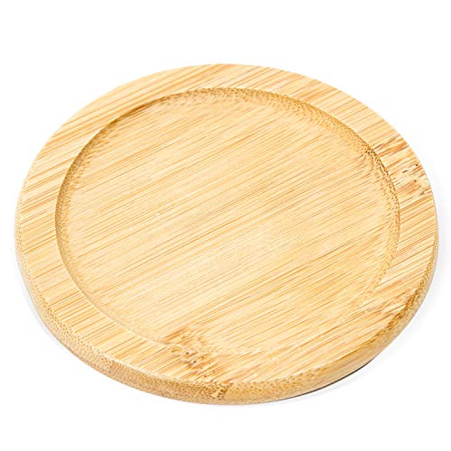 Product Cover 1 Pcs Round Natural Bamboo Coaster，Premium Bamboo Tray