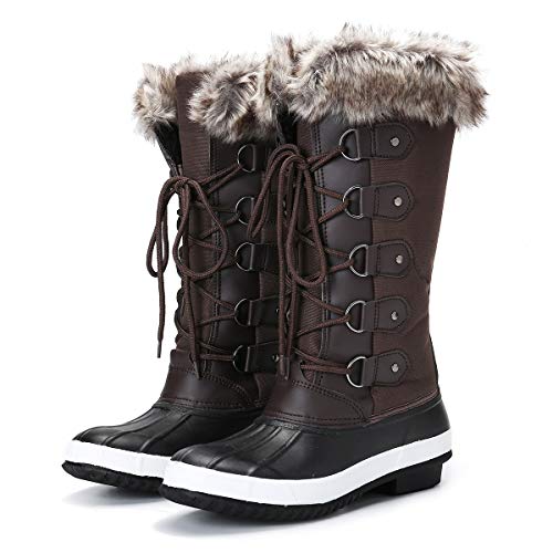 Product Cover gracosy Winter Snow Boot for Women, Waterproof Mid-Calf Snow Boot with Lace up Warm Fur Lined Bootie Long Outdoor Rain Booties Anti Slip High Boots